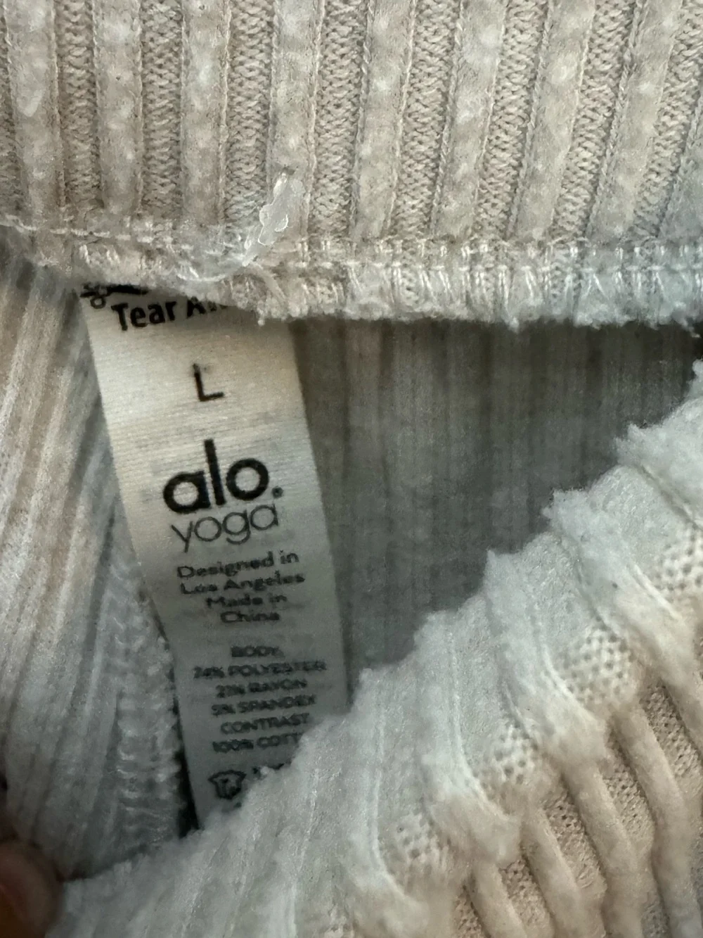 Alo Yoga Ribbed Lounge Jogger Sweatpants Women’s Large Oatmeal Cream Cozy -F - Picture 4 of 6